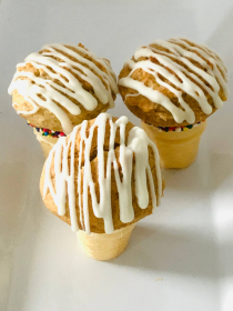 Blueberry Cake Ball Vanilla Chips, Atop of a Vanilla ice Cream Cone & MORE