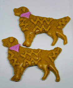 Golden Retriever, Filled w/Peanut Butter Icing &  Purple Vanilla Bandana.