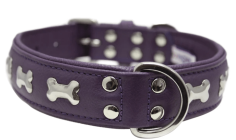 Rotterdam Bones Dog Collar 24",Purple