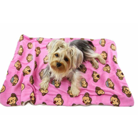 Adorable Pink Silly Monkey Fleece Blanket