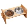 Bamboo Elevated Dual Stainless Steel Bowl Set