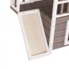 Indoor or Outdoor 2-Tier Wooden Dog House with Balcony & Ladder