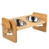 Bamboo Elevated Dual Stainless Steel Bowl Set