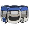 Foldable Dog Playpen with Blue Carrying Bag