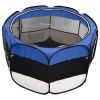 Foldable Dog Playpen with Blue Carrying Bag