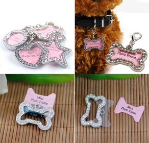 Rhinestone Bone Shape Writable Name Telephone ID Tags for Dogs