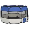 Foldable Dog Playpen with Blue Carrying Bag