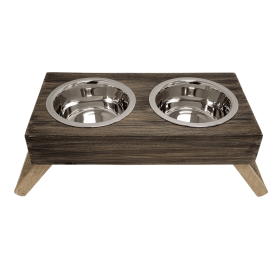 Elevated Dog Wood Feeder (size: MediumColorBrown)