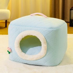 Quilted Warm Dog House or Fold into Bed (Option: Blue-M)