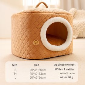 Quilted Warm Dog House or Fold into Bed (Option: Brown-M)