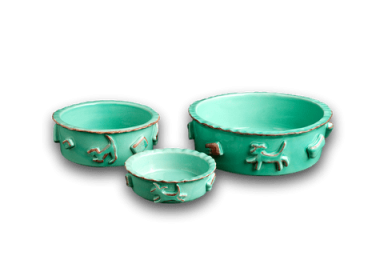 Stoneware Dog Designed Food/Water Bowl (Color: Aqua/Green, size: medium)