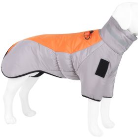 Cold Weather Reflective Coat with Zipper & Built in Harness (Color: Orange-Gray)