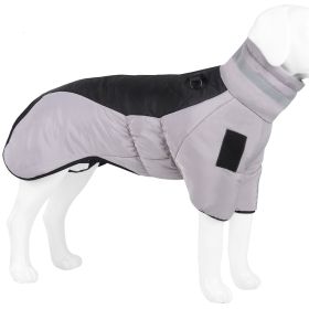 Cold Weather Reflective Coat with Zipper & Built in Harness (Color: Black-Gray)