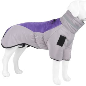 Cold Weather Reflective Coat with Zipper & Built in Harness (Color: Purple-Gray)