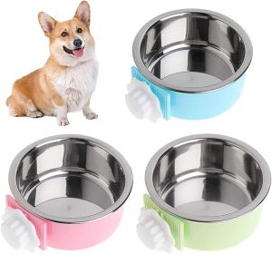 Cage Removable Stainless Steel Food & Water Bowl (size: green)