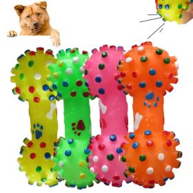 Dotted, Dumbbell Shape, Molar, Squeaky Dog Toy (Color: Orange)