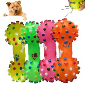 Dotted, Dumbbell Shape, Molar, Squeaky Dog Toy (Color: Green)