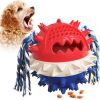 Colorful Treat Spiky Chew Squeaky Ball Toy with Rope