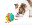 Colorful Treat Spiky Chew Squeaky Ball Toy with Rope