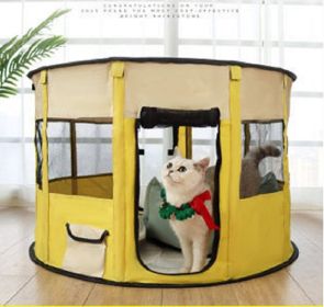 Portable Pop-up Dog & Cat Playpen (Color: Yellow)