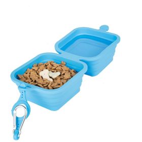 Collapsible Dog Bowls with Aluminum Hook Clip Set of 2) (Color: Blue)