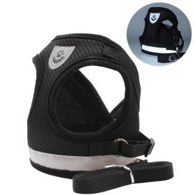 Dog Harnesses and Leash with Reflective Strip (colour: black)