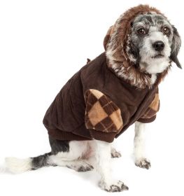 Designer Patterned Suede Argyle Sweater Dog Jacket (size: X-Small)