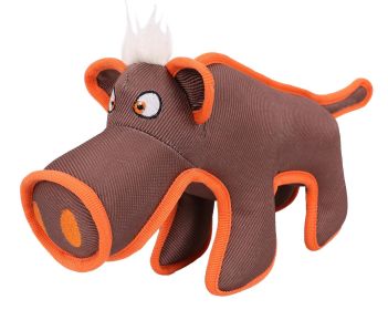 Plush Reinforce Stitched Dura-Chew Elephant Dog Toy (Color: Brown)