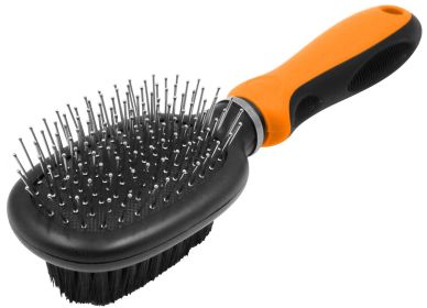 Dual-Sided 2-in-1 Pin and Flexible Bristle Brush (Color: Orange)