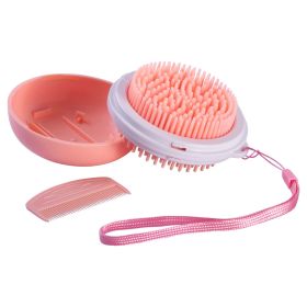 3-in-1 Travel Pocketed Dual Dog Grooming Brush and Comb (Color: Orange)