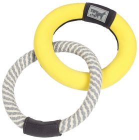 Dual-Connecting Jute Rope and Floating Ring Dog Toy (Color: Yellow)