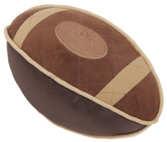 'Pugskin' Oxford Nylon and Mesh Plush Squeaky Football Dog Toy (Color: Brown)