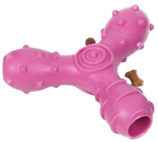 Interactive TPR 'Tri-Chew' Treat Dispensing and Chewing Dog Toy (Color: Pink)