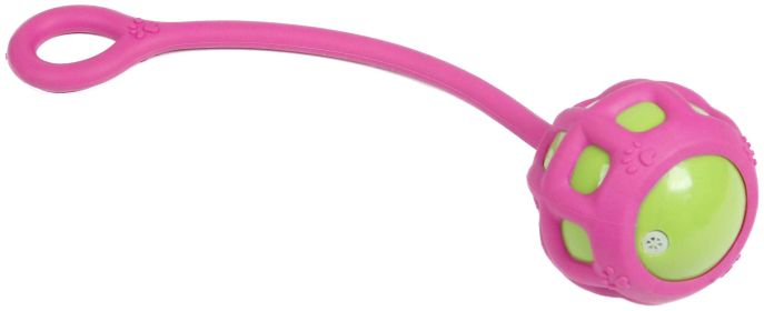 TPR Fetching Tugging and Chew Squeaking Dog Toy (Color: Pink)