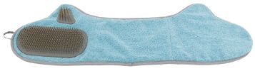 2-in-1 Dual Hand-Pocketed  Microfiber Grooming Towel and Brush