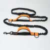 Dual Hands Free Handle Waist Dog Leash with Reflective Bungee