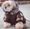 Designer Patterned Suede Argyle Sweater Dog Jacket