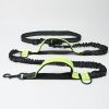 Dual Hands Free Handle Waist Dog Leash with Reflective Bungee